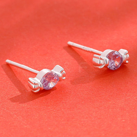 999 Sterling Silver Cubic Zirconia Candy Stud Earrings FS-WG7BAD4-05-1