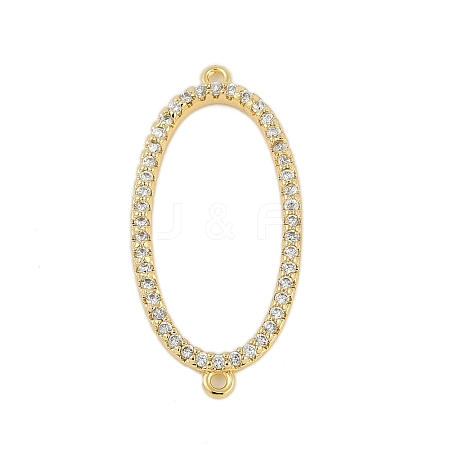 Brass Crystal Rhinestone Oval Ring Links Connector Charms KK-S035-05G-1