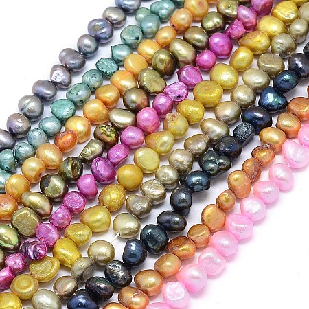 Dyed Natural Cultured Freshwater Pearl Beads Strands PEAR-L021-07-01-1