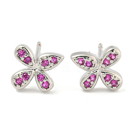 Rack Plating Brass Micro Pave Clear Cubic Zirconia Stud Earrings EJEW-N055-02P-02-RS-1