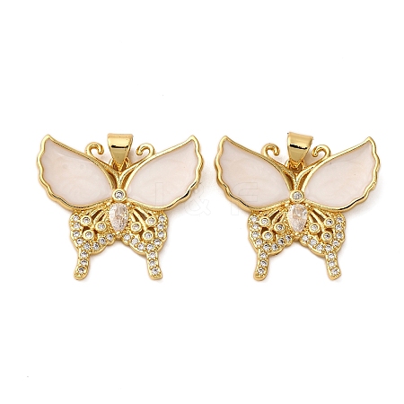 Brass Micro Pave Cubic Zirconia Pendants KK-D390-09G-1