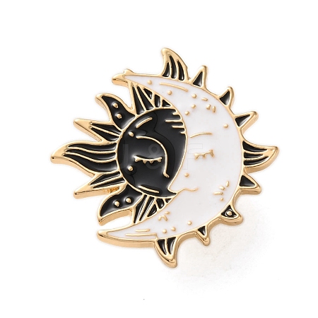 Gothic Moon Sun Zinc Alloy Black Enamel Pin Brooches JEWB-D070-02G-04-1