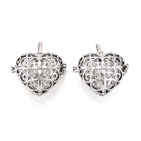 Rack Plating Brass Cage Pendants KK-Q402-15AS-1