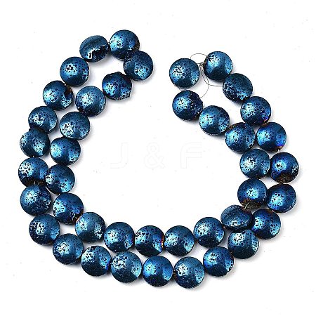 Electroplated Natural Lava Rock Beads Strands G-K388-01A-1