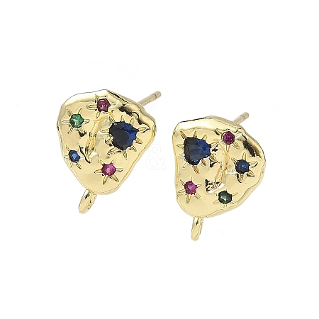 Brass Micro Pave Cubic Zirconia Stud Earring Findings KK-U075-01B-02G-1