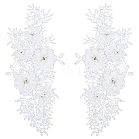 Flower Pattern Polyester Embroidered Lace Appliques DIY-WH0308-455B-1