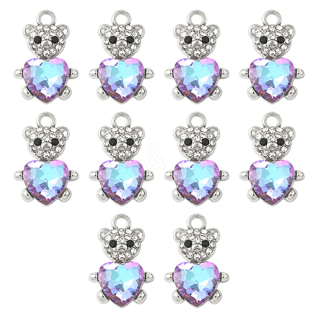 10Pcs Alloy Glass Pendants GLAA-YW0005-41P-03-1