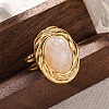 Oval Natural Quartz Crystal Finger Rings RJEW-M063-01G-12-1