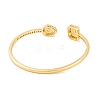 Rectangle & Teardrop Brass Pave Clear Cubic Zirconia Open Cuff Bangles with Glass for Women BJEW-S147-28B-G-3