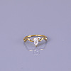 Teardrop 304 Stainless Steel with Clear Cubic Zirconia Finger Rings for Women FS-WG6614B-01-4