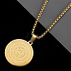 Stainless Steel Flat Round with Muslim Islamic Engraving Arabic Scriptures Pendant Necklaces for Men AL5899-1-1