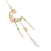 Brass Moon Sun Leaf & Acrylic Flower Suncatcher HJEW-TA00499-2