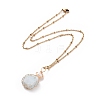 Natural Aquamarine Hexagon & Pearl Braided Pendant Necklace & Dangle Earrings SJEW-JS01263-2