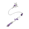 Pointed Faceted Bullet Natural Amethyst & Opalite Chip Dowsing Pendulums PALLOY-JF03067-1