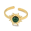 Ion Plating(IP) 304 Stainless Steel Synthetic Malachite Cuff Rings G-Z056-01G-02-2