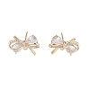 Brass Micro Pave Clear Cubic Zirconia Stud Earring Findings X-KK-T062-246G-1