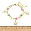 Brass Paperclip Chain & Natural Multicolor Tourmaline Beads Double Layers Bracelets BJEW-JB13851-3