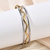 Two Tone 304 Stainless Steel Interwoven Wave Bangles BJEW-F540-02GP-2