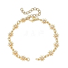 Brass Pave Clear Cubic Zirconia Star Link Chain Bracelet Making AJEW-JB01639-1