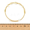 Herringbone Wire-Wrapped Natural Rainbow Moonstone Brass Cuff Bangles BJEW-JB14039-03-4