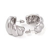 Twist C-Shaped Brass Half Hoop Stud Earrings for Women EJEW-G391-17P-2