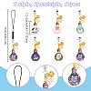 12Pcs 6 Colors Lamp Bulb with Cat Printed Alloy Mobile Straps HJEW-OC00003-2