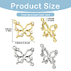 2Pcs 2 Colors Brass Pave Clear Cubic Zirconia Connector Charms KK-YW0004-27-3