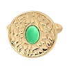 Rack Plating Flat Round Brass Glass Open Cuff Rings for Women RJEW-M022-24G-2