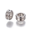 201 Stainless Steel Grooved European Beads X-STAS-P239-03P-2