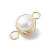 Natural Cultured Freshwater Pearl Copper Wire Wrapped Connector Charms PALLOY-JF02605-4
