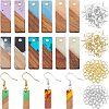 SUPERFINDINGS DIY 8 Pairs Rectangle Resin & Walnut Wood Earring Makings DIY-FH0001-87-1