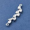 Brass Pave Clear Cubic Zirconia Leaf Links Connector Charms KK-Z156-15S-2