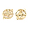 Brass Micro Pave Clear Cubic Zirconia Connector Charms CU-CBA908F-04G-01-2