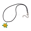 Natural Malaysia Jade Dyed & Glass Snowflake Pendant Necklaces NJEW-JN05054-02-4