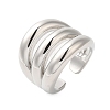 Three-layer Brass Open Cuff Rings for Women RJEW-A046-08P-1