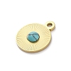 Real 14K Gold Plated 304 Stainless Steel Pave Synthetic Turquoise Pendants STAS-R005-05G-01-2