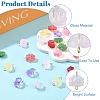 24Pcs 8 Colors Lotus Flower Transparent Glass Connector Charms PALLOY-YW00110-5