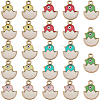 24Pcs 6 Colors Printed Light Gold Tone Alloy Pendants ENAM-BM0001-33-1