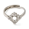 Brass Micro Pave Clear Cubic Zirconia Adjustable Ring Components KK-XCP0001-86-3