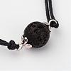 Adjustable Natural Lava Rock and Waxed Cotton Cord Bracelets BJEW-JB02333-01-2