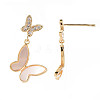 Brass Micro Pave Clear Cubic Zirconia Dangle Stud Earrings EJEW-T007-17G-B-NF-2