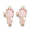 Light Gold Plated Alloy Enamel Pendants ENAM-T009-77C-RS-1