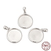Anti-Tarnish Rhodium Plated 925 Sterling Silver Pendant Cabochon Settings STER-I017-017P-2