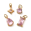 4Pcs 4 Styles 304 Stainless Steel & Glass Pendants GL-CBAC8BB-01G-10-1