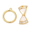 Brass Micro Pave Clear Cubic Zirconia Toggle Clasps KK-N254-83G-2