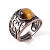 Natural Mixed Stone Round Adjustable Rings RJEW-K271-03R-3