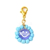 Flat Round with Smiling Face Glass Seed Pendant Decorations HJEW-MZ00092-3