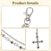 1Pc Alloy Colorful Rhinestone Flower & Plastic Pearl Link Chain Double Layer Pants Chains AJEW-GF0012-74-6