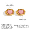 304 Stainless Steel Natural Rose Quartz Stud Earrings for Women OU7519-1-1
