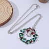 Christmas Wreath & Bell Alloy Rhinestone Pendant Necklaces & Dangle Earrings & Charm Bracelets & Brooch Sets WG06691-10-3